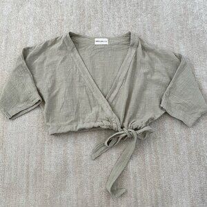 Indigo Luna Flow Wrap Blouse Top S Green